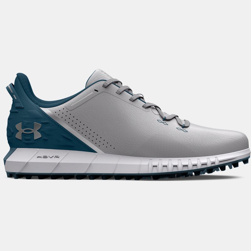 Chaussure de golf large sans pointes (E) Under Armour HOVR™ Drive pour homme Halo Gris / Static Bleu / Metallique Argent 44